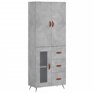 vidaXL Buffet haut Gris béton 69,5x34x180 cm Bois d'ingénierie pas cher