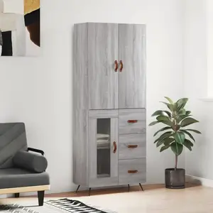 vidaXL Buffet haut Sonoma gris 69,5x34x180 cm Bois d'ingénierie pas cher