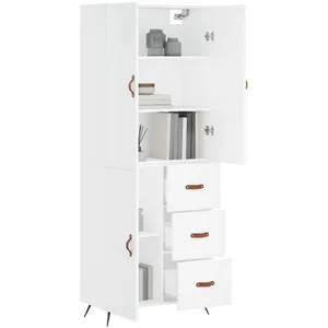 vidaXL Buffet haut Blanc 69,5x34x180 cm Bois d'ingénierie pas cher