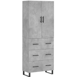 vidaXL Buffet haut Gris béton 69,5x34x180 cm Bois d'ingénierie pas cher