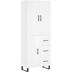 vidaXL Buffet haut Blanc 69,5x34x180 cm Bois d'ingénierie pas cher