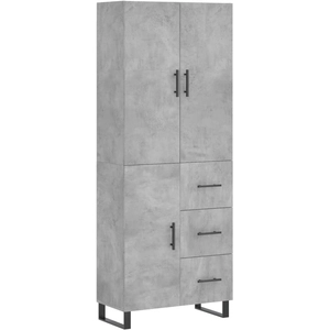 vidaXL Buffet haut Gris béton 69,5x34x180 cm Bois d'ingénierie pas cher