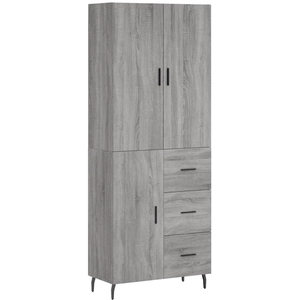 vidaXL Buffet haut Sonoma gris 69,5x34x180 cm Bois d'ingénierie pas cher