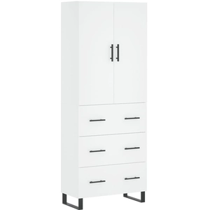vidaXL Buffet haut Blanc 69,5x34x180 cm Bois d'ingénierie pas cher