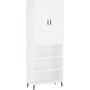vidaXL Buffet haut Blanc 69,5x34x180 cm Bois d'ingénierie pas cher