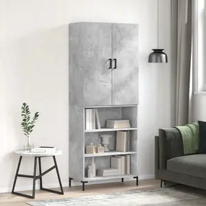 vidaXL Buffet haut Gris béton 69,5x34x180 cm Bois d'ingénierie pas cher