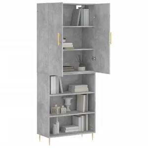 vidaXL Buffet haut Gris béton 69,5x34x180 cm Bois d'ingénierie pas cher