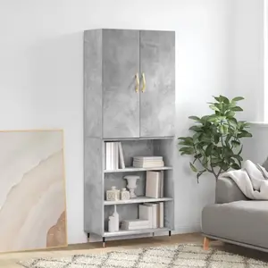 vidaXL Buffet haut Gris béton 69,5x34x180 cm Bois d'ingénierie pas cher