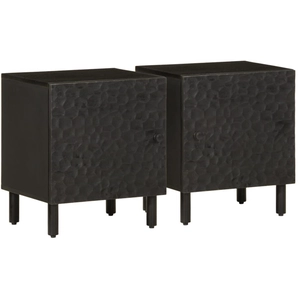vidaXL Tables de chevet 2 pcs noir 40x33x46 cm bois de manguier solide pas cher