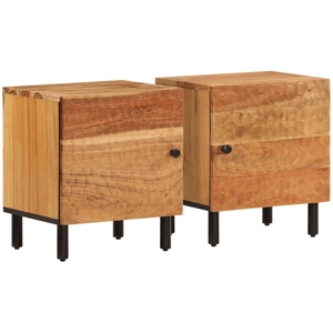 vidaXL Tables de chevet 2 pcs 40x33x46 cm Bois d'acacia massif pas cher
