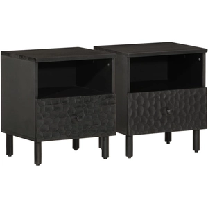 Comparateur de prix : vidaXL Tables de chevet 2 pcs noir 40x33x46 cm bois de manguier solide