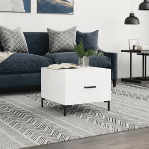 vidaXL Table basse blanc brillant 50x50x40 cm bois d'ingénierie pas cher