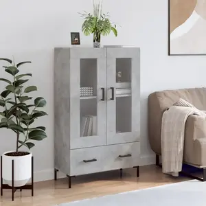 vidaXL Buffet haut gris béton 69,5x31x115 cm bois d'ingénierie pas cher