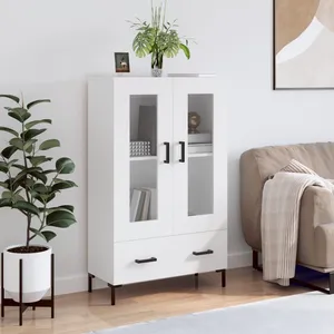 vidaXL Buffet haut blanc 69,5x31x115 cm bois d'ingénierie pas cher