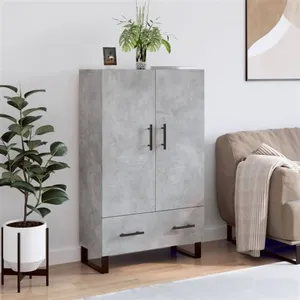 vidaXL Buffet haut gris béton 69,5x31x115 cm bois d'ingénierie pas cher