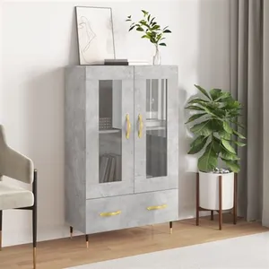 vidaXL Buffet haut gris béton 69,5x31x115 cm bois d'ingénierie pas cher