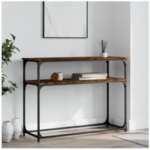 vidaXL Table console chêne fumé 100x35,5x75 cm bois d'ingénierie pas cher