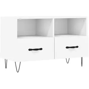 vidaXL Meuble TV Blanc 80x36x50 cm Bois d'ingénierie pas cher