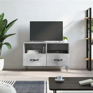 vidaXL Meuble TV Gris béton 80x36x50 cm Bois d'ingénierie pas cher