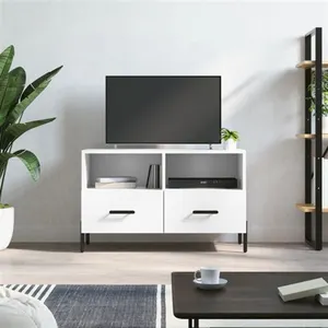 vidaXL Meuble TV Blanc 80x36x50 cm Bois d'ingénierie pas cher