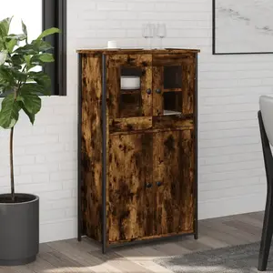vidaXL Buffet haut chêne fumé 62x32x106,5 cm bois d'ingénierie pas cher