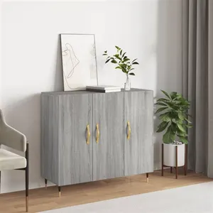 vidaXL Buffet sonoma gris 90x34x80 cm bois d'ingénierie pas cher