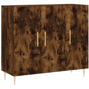 vidaXL Buffet chêne fumé 90x34x80 cm bois d'ingénierie pas cher