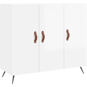 vidaXL Buffet blanc brillant 90x34x80 cm bois d'ingénierie pas cher