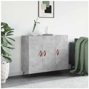 vidaXL Buffet gris béton 90x34x80 cm bois d'ingénierie pas cher