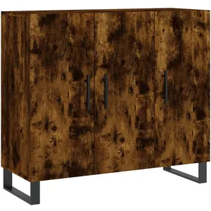 vidaXL Buffet chêne fumé 90x34x80 cm bois d'ingénierie pas cher