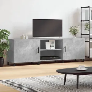 vidaXL Meuble TV gris béton 150x30x50 cm bois d'ingénierie pas cher