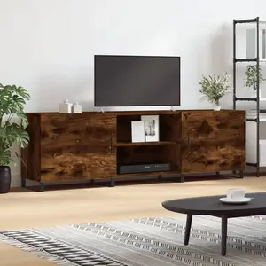vidaXL Meuble TV chêne fumé 150x30x50 cm bois d'ingénierie pas cher