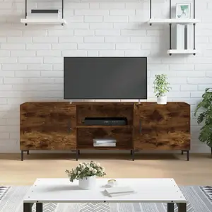 vidaXL Meuble TV chêne fumé 150x30x50 cm bois d'ingénierie pas cher