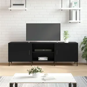 vidaXL Meuble TV noir 150x30x50 cm bois d'ingénierie pas cher