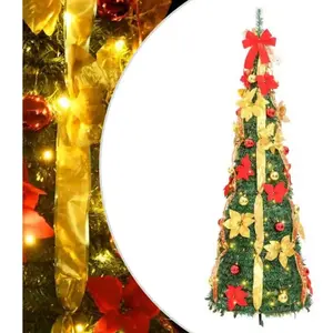 vidaXL Sapin de Noël artificiel escamotable 200 LED vert 210 cm pas cher