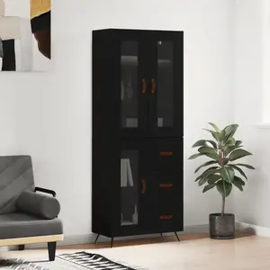 vidaXL Buffet haut Noir 69,5x34x180 cm Bois d'ingénierie pas cher