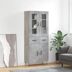 vidaXL Buffet haut Gris béton 69,5x34x180 cm Bois d'ingénierie pas cher