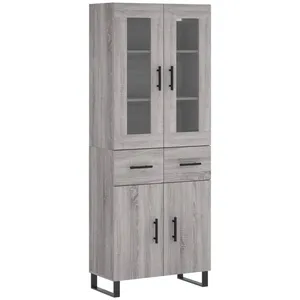 vidaXL Buffet haut Sonoma gris 69,5x34x180 cm Bois d'ingénierie pas cher