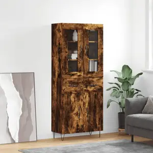 Comparateur de prix : vidaXL Buffet haut Chêne fumé 69,5x34x180 cm Bois d'ingénierie