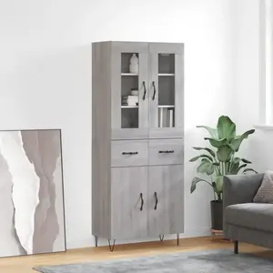 vidaXL Buffet haut Sonoma gris 69,5x34x180 cm Bois d'ingénierie pas cher