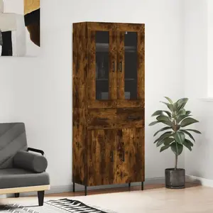 vidaXL Buffet haut Chêne fumé 69,5x34x180 cm Bois d'ingénierie pas cher