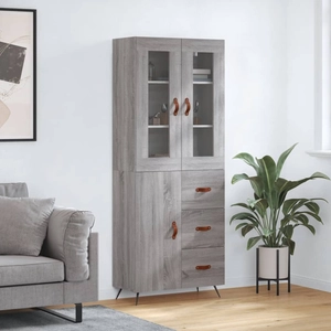 vidaXL Buffet haut Sonoma gris 69,5x34x180 cm Bois d'ingénierie pas cher
