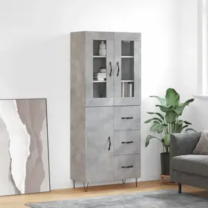 vidaXL Buffet haut Gris béton 69,5x34x180 cm Bois d'ingénierie pas cher
