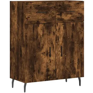 vidaXL Buffet haut Chêne fumé 69,5x34x180 cm Bois d'ingénierie pas cher