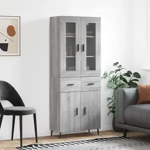 vidaXL Vidaxl Buffet Haut Sonoma Gris 69,5x34x180 Cm Bois D'ingénierie pas cher