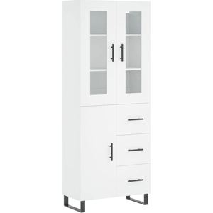 vidaXL Buffet haut Blanc 69,5x34x180 cm Bois d'ingénierie pas cher