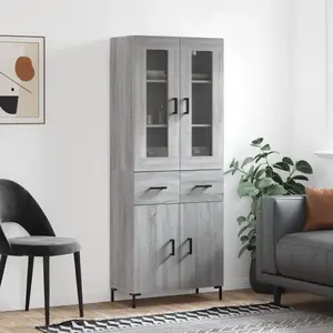vidaXL Buffet haut Sonoma gris 69,5x34x180 cm Bois d'ingénierie pas cher