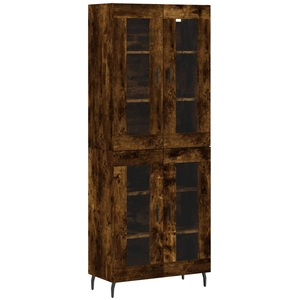 vidaXL Buffet haut Chêne fumé 69,5x34x180 cm Bois d'ingénierie pas cher