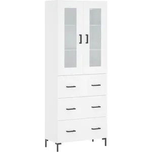 vidaXL Buffet haut Blanc 69,5x34x180 cm Bois d'ingénierie pas cher