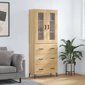 vidaXL Buffet haut Chêne sonoma 69,5x34x180 cm Bois d'ingénierie pas cher